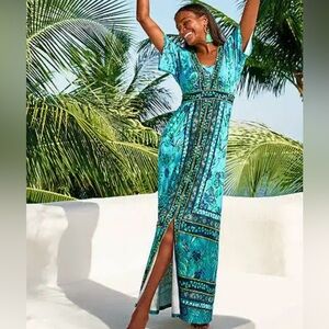 Lily Pulitzer Ilia Elbow Sleeve Maxi Dress in 
Seabreeze Blue Plant One On You